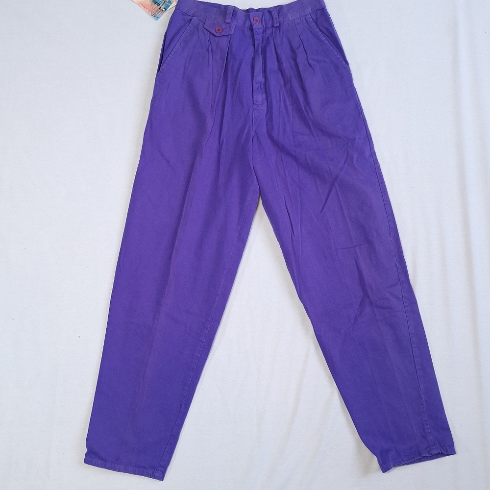 Vintage NWT Earthquake High Waisted Pleated Purple 100% Cotton Pants, 9/10